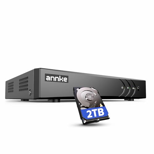 ANNKE 8 Kanal 3K Lite DVR Recorder H.265+ Überwachungssystem DVR Recorder für Analog/AHD/TVI/IP CCTV Kamera, Intelligente Person- und Fahrzeugerkennung, E-Mail-Benachrichtigung, 2TB Festplatte von ANNKE