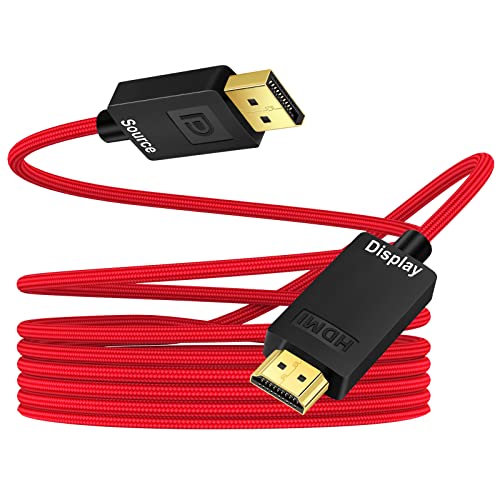 ANNNWZZD DisplayPort auf HDMI, DP auf HDMI 4K UHD DisplayPort to HDMI Kabel für PC, HDTV, Monitor, Rot, 1M von ANNNWZZD