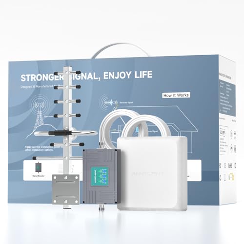 ANNTLENT LTE Verstärker 3G 4G Mobilfunk Signalverstärker Unterstützt E-Plus, O2, T-Mobile, Vodafone – Band 8/3/1 (900–1800–2100 MHz) LTE Repeater Abdeckung bis zu 450㎡ für Home Office von ANNTLENT