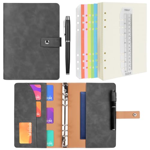 ANOMM A5 Ringbuch PU Leder Notizbuch, Notebook Binder, Nachfüllbares Notizbuch mit A5 Punktrasterpapier, Innentaschen und Registerteiler, Ordner Planer für Reisen Arbeit Schule Personal Organizer-Grau ANOMM A5 Ringbuch PU Leder Notizbuch, Notebook Binder, Nachfüllbares Notizbuch mit A5 Punktrasterpapier, Innentaschen und Registerteiler, Ordner Planer für Reisen Arbeit Schule Personal Organizer-Grau von ANOMM