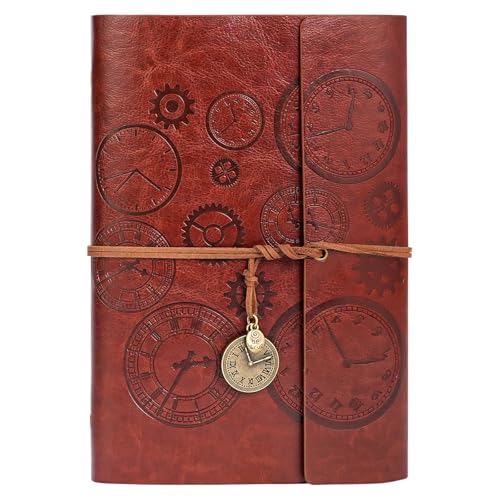 ANOMM PU Leder Notizbuch Tagebuch, Nachfüllbares Notizbuch mit Leere Seiten, Reisenotizbuch Spiralbindung, Geschenk für Frauen, Männer, Mädchen und Jungen, 160 Seiten (A5, 23,5 × 16,5 cm, Braun) von ANOMM