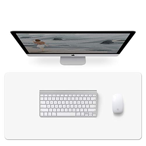Gaming-Schreibtischunterlage, groß, 2 mm dünn, Anti-Rutsch-Mauspad für Computer, glattes Schreibtischzubehör für Laptop, Tastatur, Schreibtischunterlage – weiß, 100 x 50 cm von ANQI