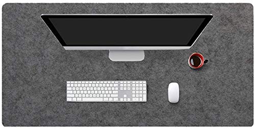 Schreibtischunterlage für Büro, 5 mm dick, Filz, Schreibtischunterlage für Maus und Tastatur, Laptop, Tischunterlage mit abgerundeten Kanten, Tischschutz für Büro und Zuhause (80 x 40 cm, dunkelgrau) von ANQI