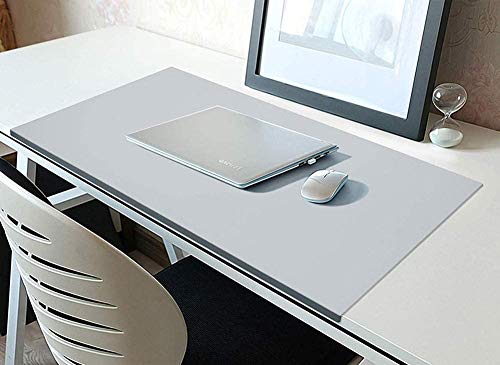 Schreibtischunterlage mit Kantenschutz Wasserdicht PU Leder Rutschfest Mauspad Hitzebeständig Büro Tischmatte für Tastatur Laptop und PC Grau 70x35cm von ANQI