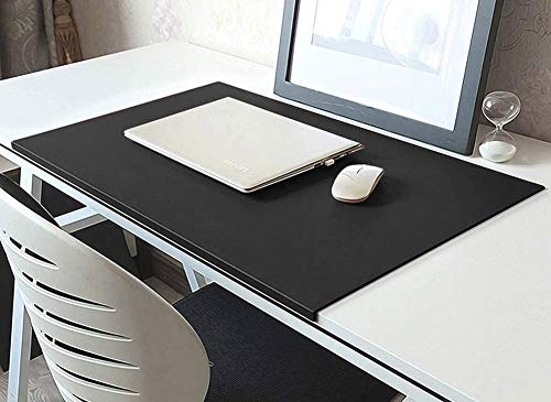 Schreibtischunterlage mit Kantenschutz Wasserdicht PU Leder Rutschfest Mauspad Hitzebeständig Büro Tischmatte für Tastatur Laptop und PC Schwarz - 60x40cm von ANQI