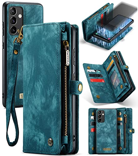 ANROD Brieftasche Hülle für Samsung Galaxy A54 5G,Abnehmbares Stoßfestes Flip-Magnetverschluss aus PU-Leder Reißverschluss Cases für Samsung Galaxy A54 5G,mit Kartensteckplatz (Blau) von ANROD