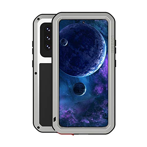 ANROD Ganzkörper Hülle für Samsung Galaxy A52 5G,Love MEI Stoßfest Staubdicht Case Schwerlast Draussen Aluminium Schneesicher Case mit Gehärtetes Glas (Grau) von ANROD