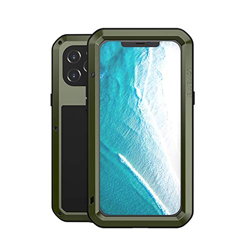 ANROD Ganzkörper Hülle für iPhone 12 Pro Max, Stoßfest Staubdicht Case Schwerlast Draussen Hybride Aluminium Schneesicher Case mit Gehärtetes Glas,Unterstützt das Kabellose Laden (Grün) ANROD Ganzkörper Hülle für iPhone 12 Pro Max, Stoßfest Staubdicht Case Schwerlast Draussen Hybride Aluminium Schneesicher Case mit Gehärtetes Glas,Unterstützt das Kabellose Laden (Grün) von ANROD