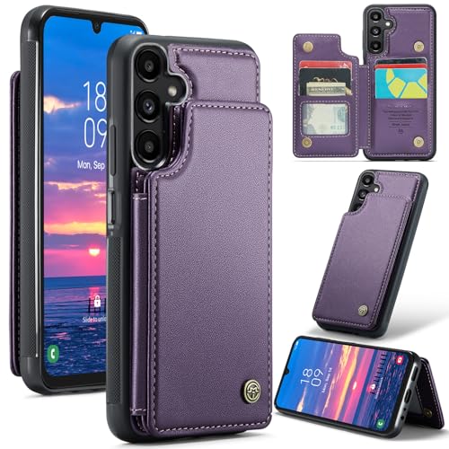 ANROD für Samsung Galaxy A25 5G (2024) Schlank Brieftasche Portemonnaie Hülle, mit Ständer/Kartenfächern RFID-Blockierender Leder-Magnetverschluss Stoßfeste Hülle für Galaxy A25 5G (Lila) von ANROD