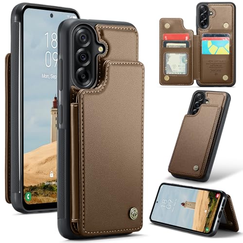 ANROD für Samsung Galaxy A36 5G Schlank Brieftasche Portemonnaie Hülle, mit Ständer/Kartenfächern RFID-Blockierender Leder-Magnetverschluss Stoßfeste Hülle für Galaxy A36 5G (Braun) von ANROD