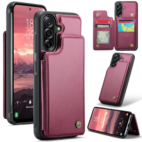 ANROD für Samsung Galaxy A36 5G Schlank Brieftasche Portemonnaie Hülle, mit Ständer/Kartenfächern RFID-Blockierender Leder-Magnetverschluss Stoßfeste Hülle für Galaxy A36 5G (Rot) von ANROD