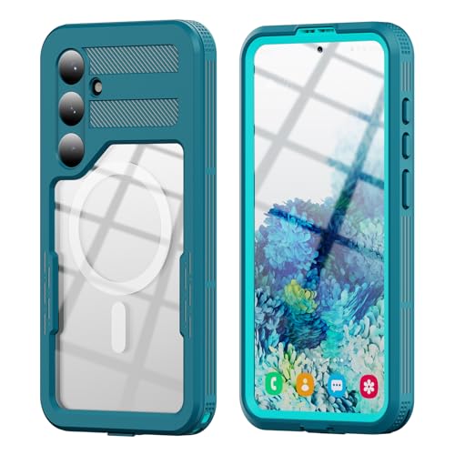 ANROD für Samsung Galaxy S24+ Plus 5G wasserdichte Hülle, IP68 Ganzkörperversiegelung Schlanke Stoßfeste Schneesichere Unterwasser-Außenhülle Transparente Hülle für Galaxy S24+ Plus 5G (Blau) von ANROD