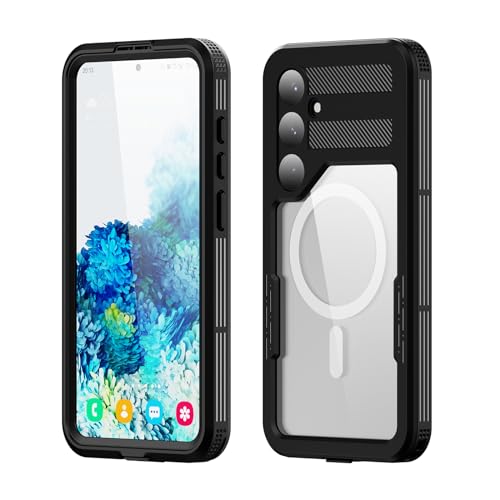 ANROD für Samsung Galaxy S24+ Plus 5G wasserdichte Hülle, IP68 Ganzkörperversiegelung Schlanke Stoßfeste Schneesichere Unterwasser-Außenhülle Transparente Hülle für Galaxy S24+ Plus 5G (Schwarz) von ANROD