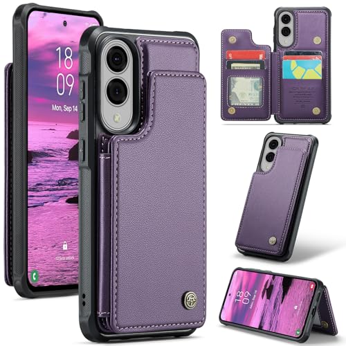 ANROD für Samsung Galaxy S25 Edge 5G Schlank Brieftasche Portemonnaie Hülle, mit Ständer/Kartenfächern RFID-Blockierender Leder-Magnetverschluss Stoßfeste Hülle für Galaxy S25 Edge 5G (Lila) von ANROD