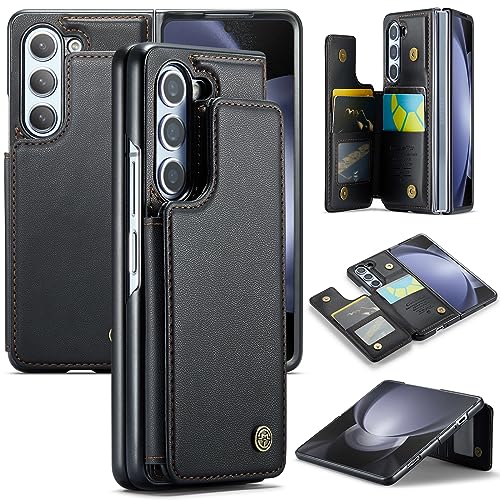 ANROD für Samsung Galaxy Z Fold5 Schlank Brieftasche Portemonnaie Hülle, mit Ständer/Kartenfächern RFID-Blockierender Leder-Magnetverschluss Stoßfeste Hülle für Samsung Galaxy Z Fold5 5G (Schwarz) von ANROD
