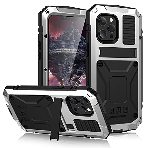 ANROD für iPhone 13 Mini Hülle, Wasserdichte Stoßfeste Hartschale Aluminium Metall Gorilla Glas Military Heavy Duty Robuste Schutzhülle mit Ständer (13 Mini, Grau) von ANROD