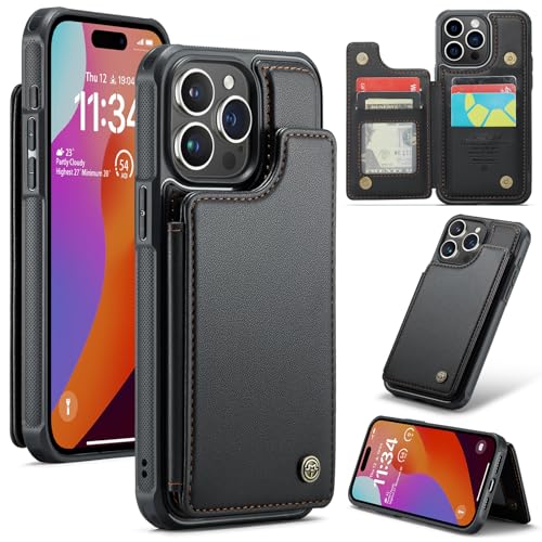 ANROD für iPhone 15 Pro Max Slim Wallet Portemonnaie Hülle, mit Ständer/Kartenhaltern RFID-Blockierender Leder-Magnetverschluss Stoßfeste Hülle für iPhone 15 Pro Max, mit Kartenfächern (Schwarz) ANROD für iPhone 15 Pro Max Slim Wallet Portemonnaie Hülle, mit Ständer/Kartenhaltern RFID-Blockierender Leder-Magnetverschluss Stoßfeste Hülle für iPhone 15 Pro Max, mit Kartenfächern (Schwarz) von ANROD