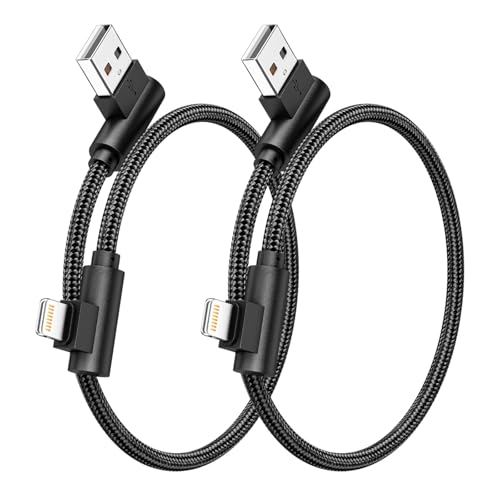 ANSEIP iPhone Ladekabel Kurz 0.3M 2Pack Lightning Kabel MFi zertifiziert 90 Grad iPhone Kabel Nylon geflochtenes iPhone Schnellladekabel für iPhone 14 13 12 11 Pro Max XR XS X 8 7 6 Plus,iPad von ANSEIP