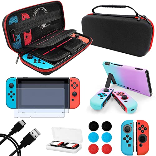 Switch Accessories Bundle 9-in-1, Tragetasche für Nintendo Switch, Grip Schutzhülle/Joy-Con/Analog Cap/Card Case, Displayschutzfolie, Kabel & mehr Value Bundle Switch Accessories Bundle 9-in-1, Tragetasche für Nintendo Switch, Grip Schutzhülle/Joy-Con/Analog Cap/Card Case, Displayschutzfolie, Kabel & mehr Value Bundle von ANSIPPF