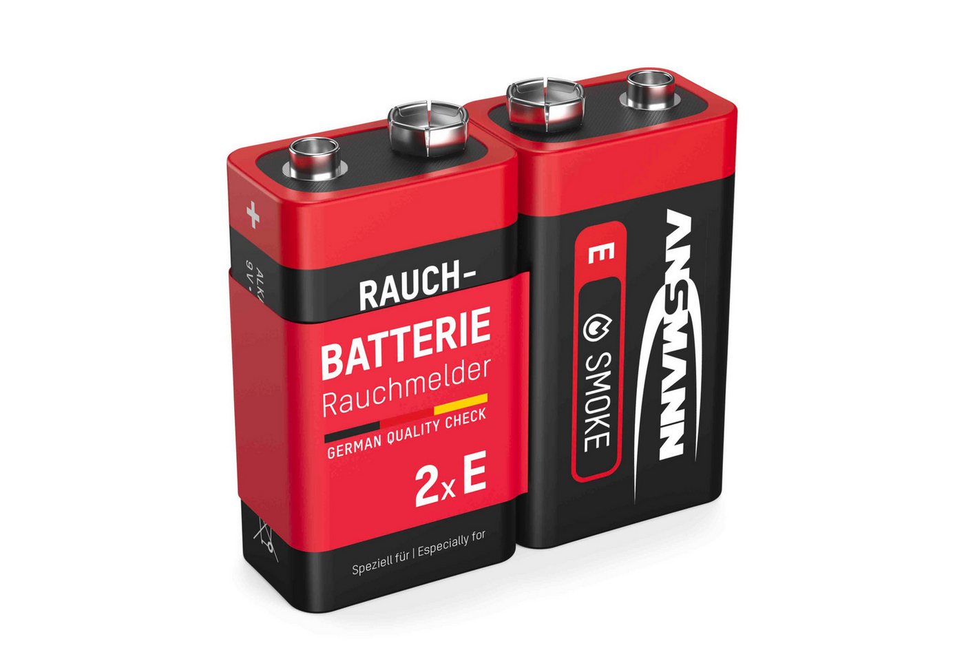 ANSMANN AG 2x Rauchmelder 9V Block Batterie – E-Block Alkaline (2 Stück) Batterie von ANSMANN AG