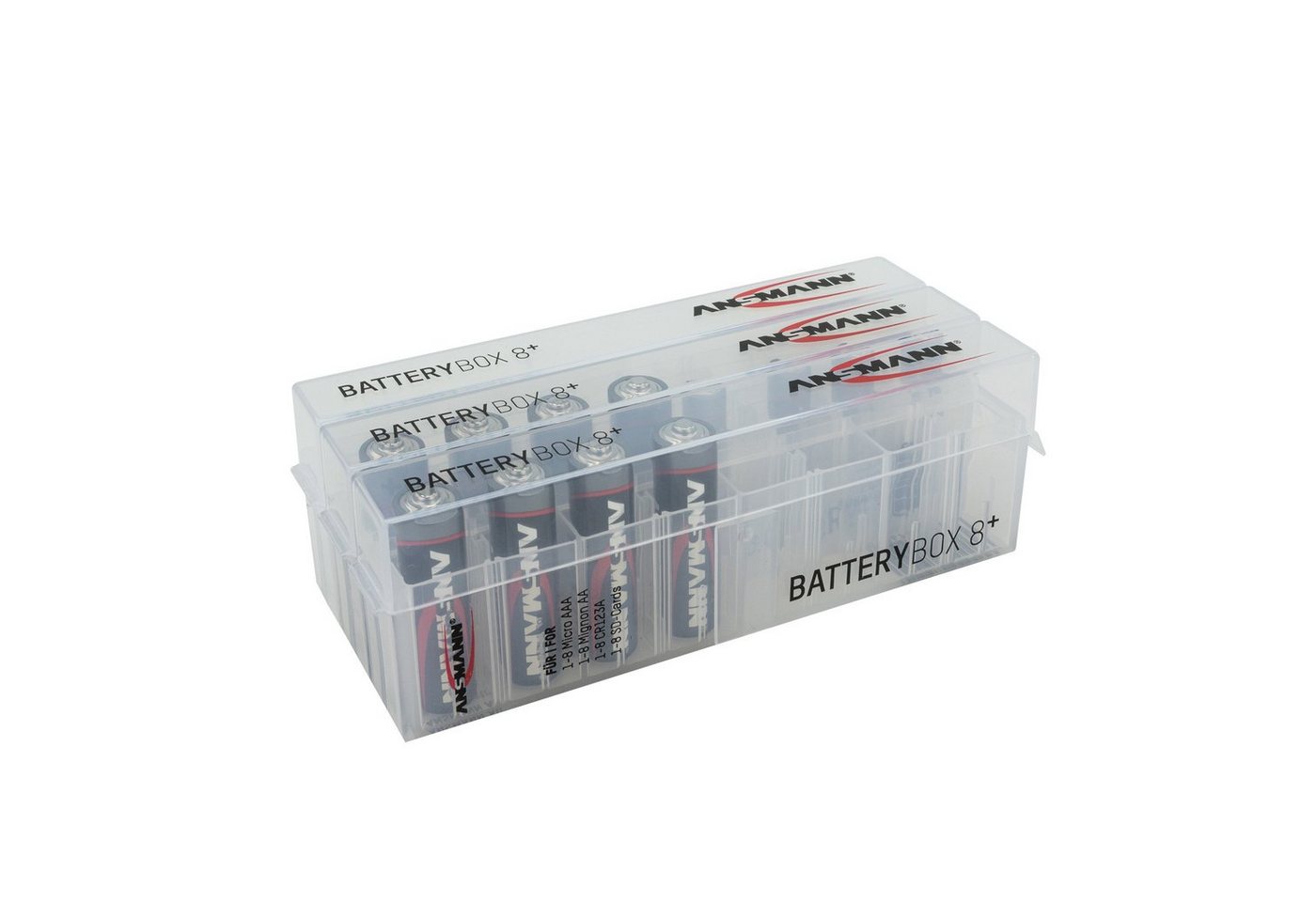 ANSMANN AG 3x Akkubox Batteie Box zur Aufbewahrung von je bis zu 8 Akkus, Batterien oder Speicherkarten Akku von ANSMANN AG
