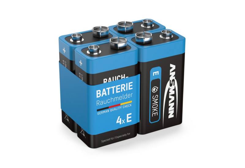 ANSMANN AG Rauchmelder Extrem Lithium Batterie 9V E-Block, 4 Stück Batterie von ANSMANN AG