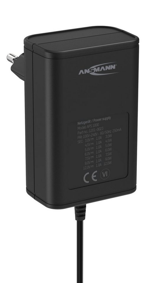 ANSMANN AG APS 1000 Netzteil 12V, Netzstecker bis max 1000mA (7 Adapter) Netzteil von ANSMANN AG