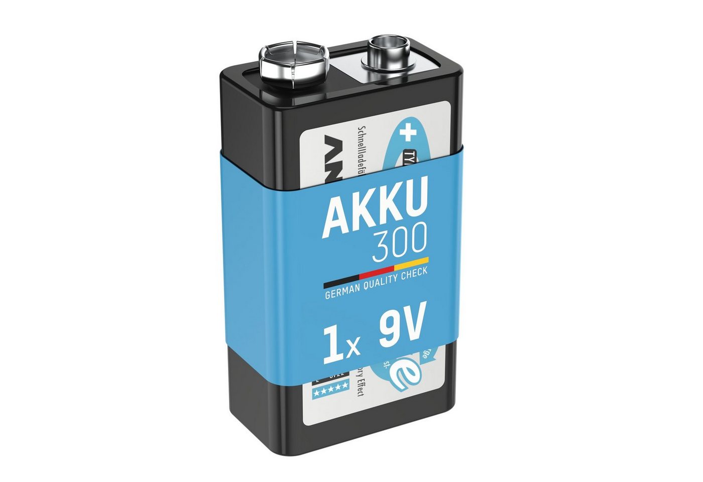 ANSMANN AG Akku 9V 300mAh E-Block NiMH 1,2V – 1000x wiederaufladbar (1 Stück) Akku 300 mAh (8.4 V) von ANSMANN AG