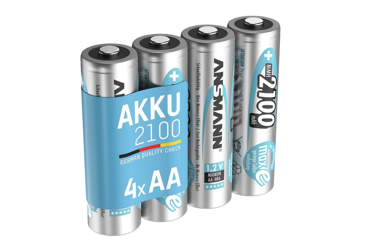 ANSMANN AG Akku AA 2100mAh Mignon NiMH 1,2V – 1000x wiederaufladbar (4 Stück) Akku 2100 mAh (1.2 V) von ANSMANN AG