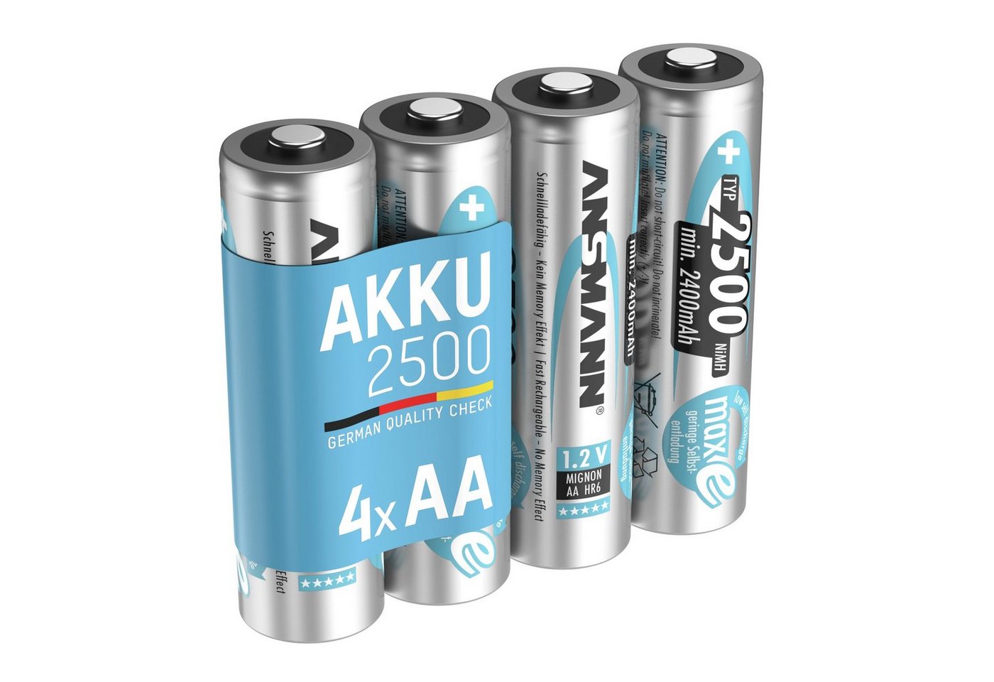 ANSMANN AG Akku AA 2500mAh Mignon NiMH 1,2V - 1000x wiederaufladbar (4 Stück) Akku 2500 mAh (1.2 V) von ANSMANN AG