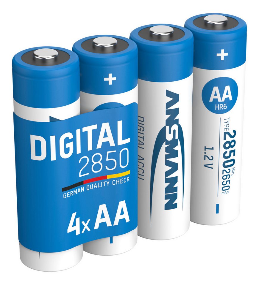 ANSMANN AG Akku AA 2850mAh Mignon NiMH 1,2V - 1000x wiederaufladbar (4 Stück) Akku 2850 mAh (1.2 V) von ANSMANN AG