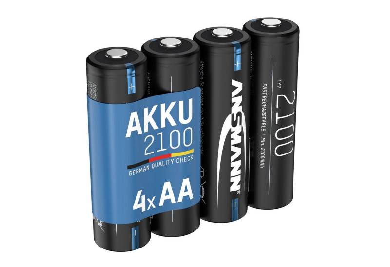 ANSMANN AG Akku Mignon AA, 2100 mAh 1,2V, 4 Stück, geringe Selbstentladung Akku 2100 mAh (1.2 V) von ANSMANN AG