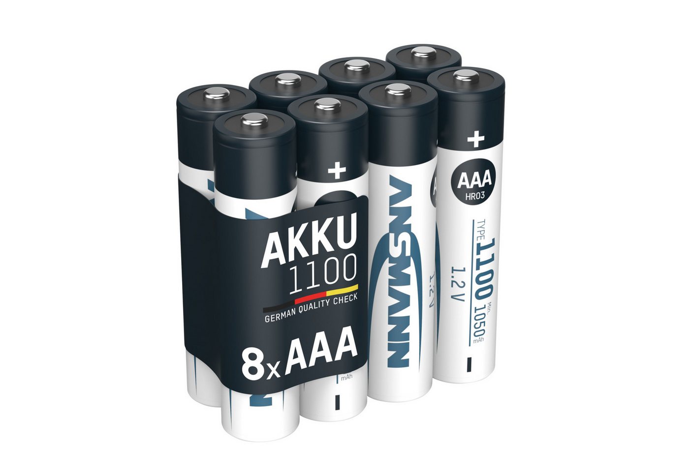 ANSMANN AG Akku AAA, 8 Stück Typ 1100 mAh (min. 1050 mAh) NiMH 1,2 V Akku 1100 mAh (1.2 V) von ANSMANN AG
