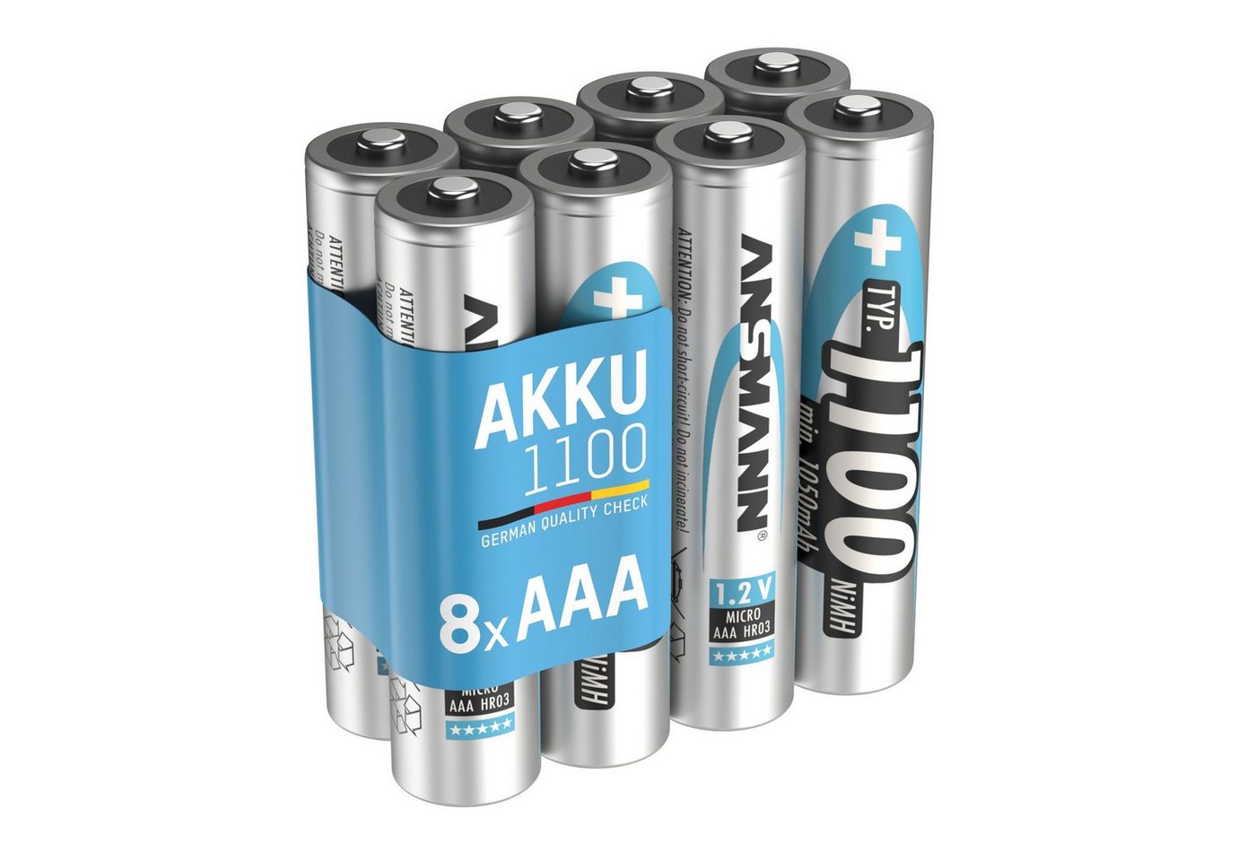 ANSMANN AG Akku AAA 1100mAh Micro NiMH 1,2V – 1000x wiederaufladbar (8 Stück) Akku 1100 mAh (1.2 V) von ANSMANN AG