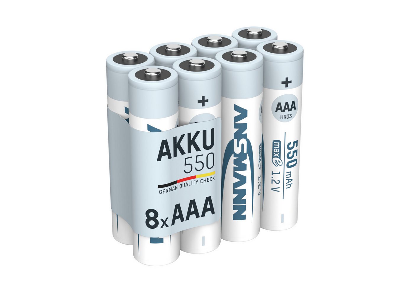 ANSMANN AG Akku AAA 550mAh Micro NiMH 1,2V – 1000x wiederaufladbar (8 Stück) Akku 550 mAh (1.2 V) von ANSMANN AG