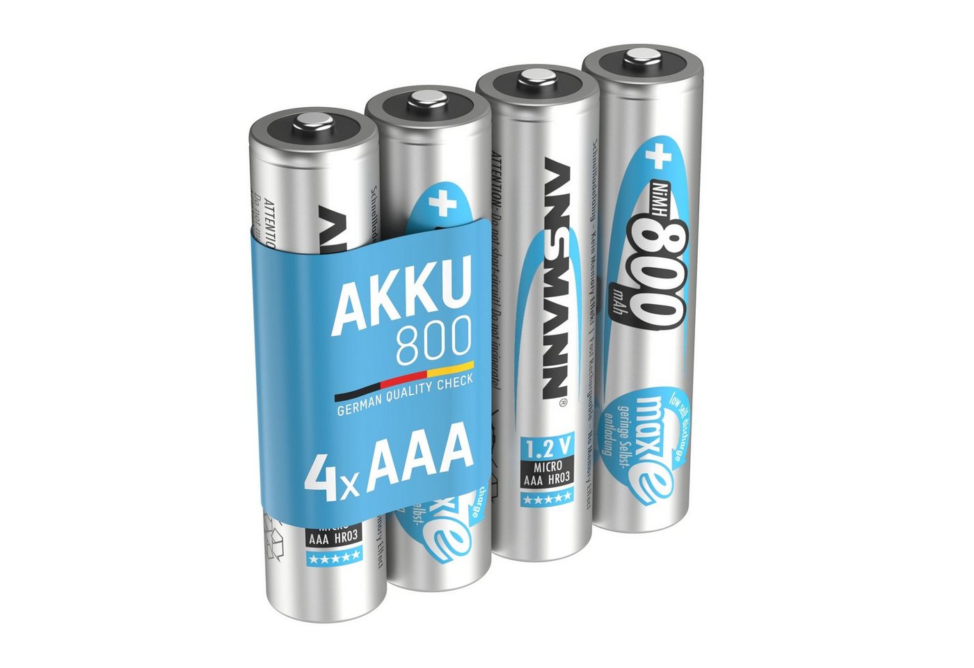 ANSMANN AG Akku AAA 800mAh Micro NiMH 1,2V – 1000x wiederaufladbar (4 Stück) Akku 800 mAh (1.2 V) von ANSMANN AG