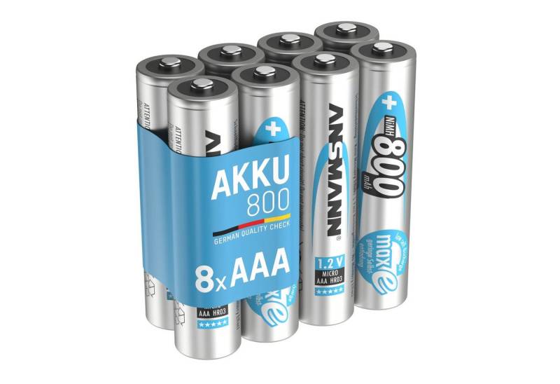 ANSMANN AG Akku AAA 800mAh Micro NiMH 1,2V – 1000x wiederaufladbar (8 Stück) Akku 800 mAh (1.2 V) von ANSMANN AG