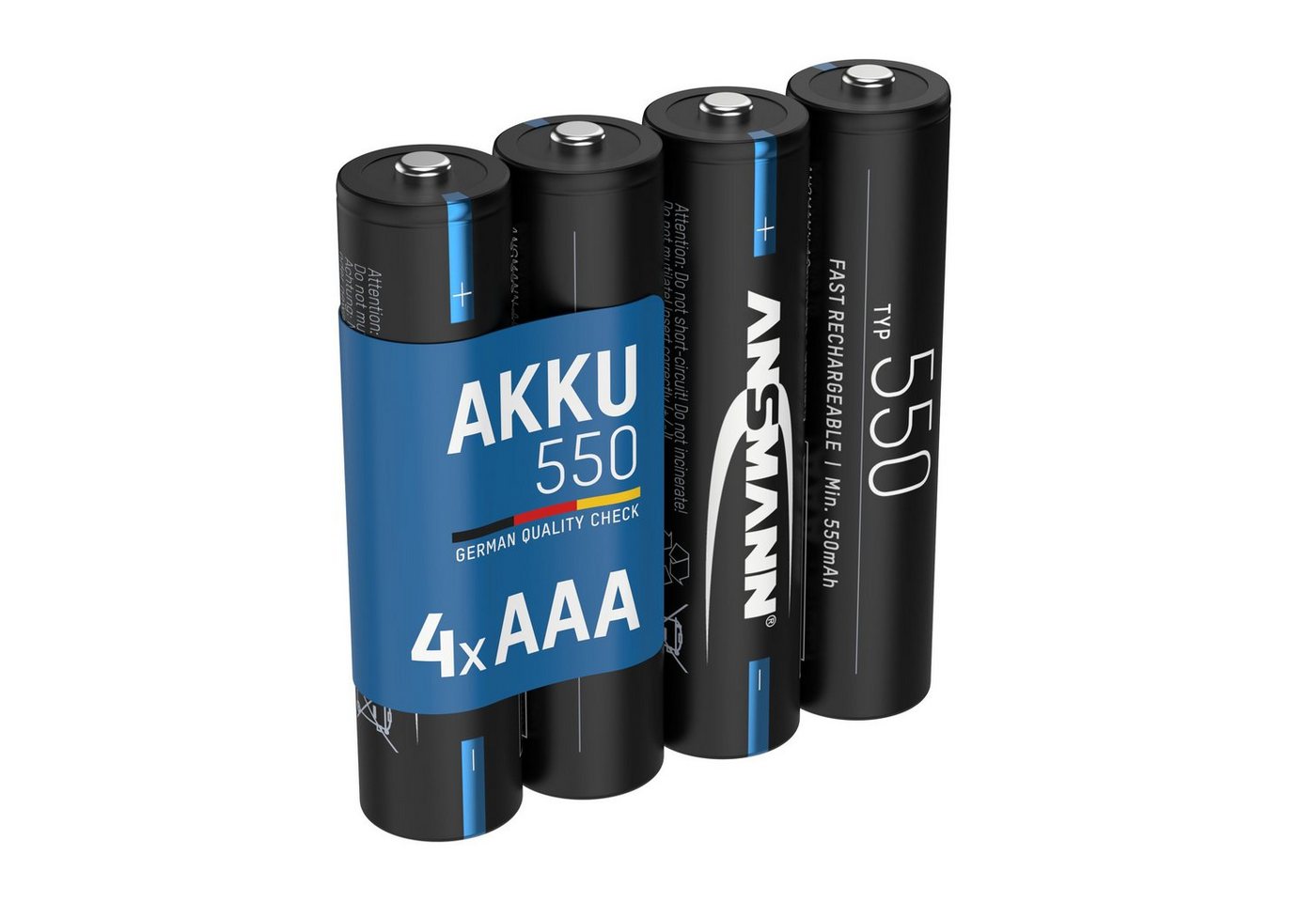 ANSMANN AG Akku AAA Micro 550mAh NiMH 1,2V - Batterien wiederaufladbar (4 Stück) Akku 550 mAh (1.2 V) von ANSMANN AG