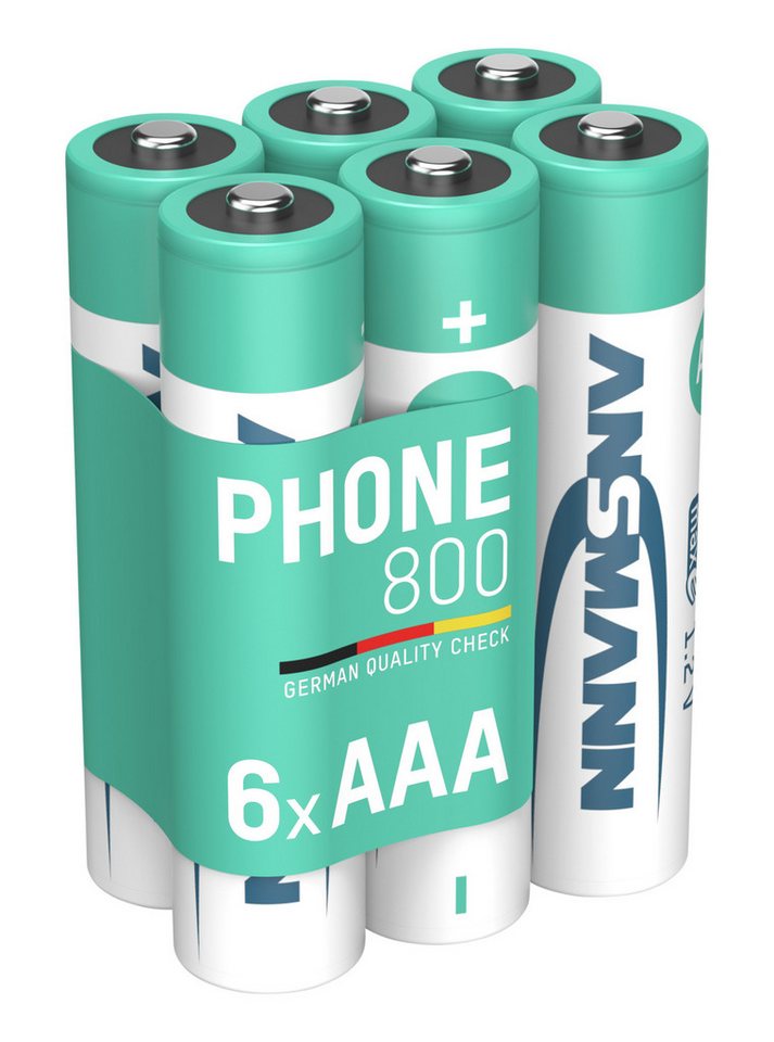 ANSMANN AG Akku AAA Micro 800 mAh 1,2V NiMH - 6 Stück, wiederaufladbar mit maxE Akku 800 mAh (1.2 V) von ANSMANN AG