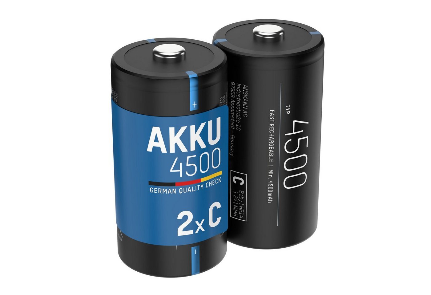 ANSMANN AG Akku Baby C, 4500 mAh 1,2V, 2 Stück, geringe Selbstentladung Akku 4500 mAh (1.2 V) von ANSMANN AG