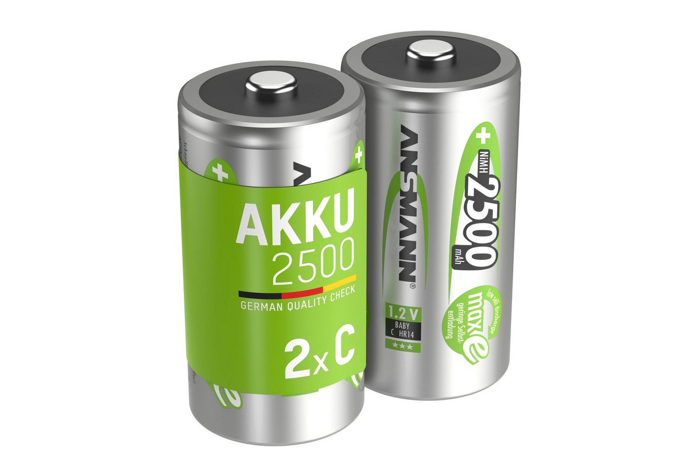 ANSMANN AG Akku C 2500mAh Baby NiMH 1,2V – 1000x wiederaufladbar (2 Stück) Akku 2500 mAh (1.2 V) von ANSMANN AG