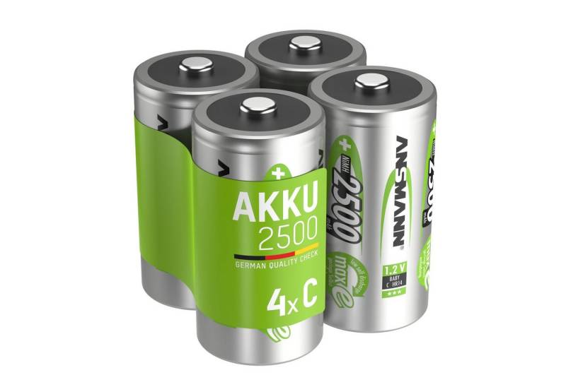 ANSMANN AG Akku C 2500mAh Baby NiMH 1,2V – 1000x wiederaufladbar (4 Stück) Akku 2500 mAh (1.2 V) von ANSMANN AG