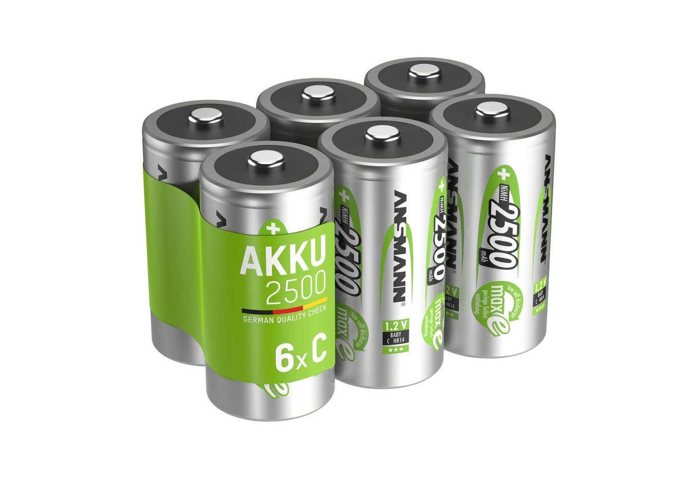 ANSMANN AG Akku C 2500mAh Baby NiMH 1,2V – 1000x wiederaufladbar (6 Stück) Akku 2500 mAh (1.2 V) von ANSMANN AG