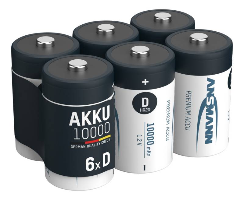 ANSMANN AG Akku Mono D 9300 mAh 1,2V NiMh, 6 Stück Akku 10000 mAh (1.2 V) von ANSMANN AG