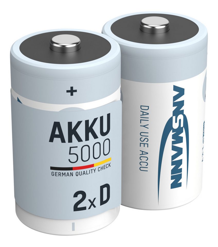 ANSMANN AG Akku D 5000mAh Mono NiMH 1,2V – 1000x wiederaufladbar (2 Stück) Akku 5000 mAh (1.2 V) von ANSMANN AG