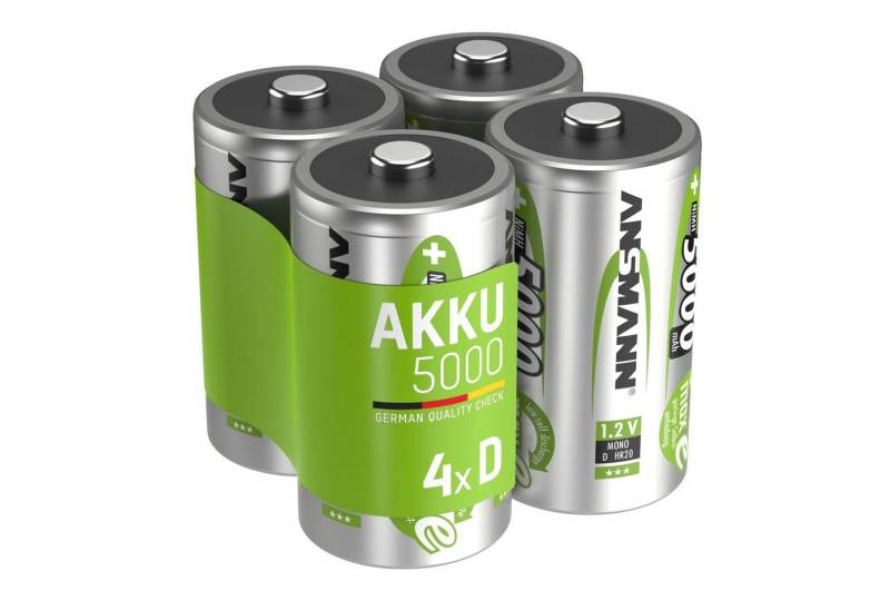 ANSMANN AG Akku D 5000mAh Mono NiMH 1,2V – 1000x wiederaufladbar (4 Stück) Akku 5000 mAh (1.2 V) von ANSMANN AG