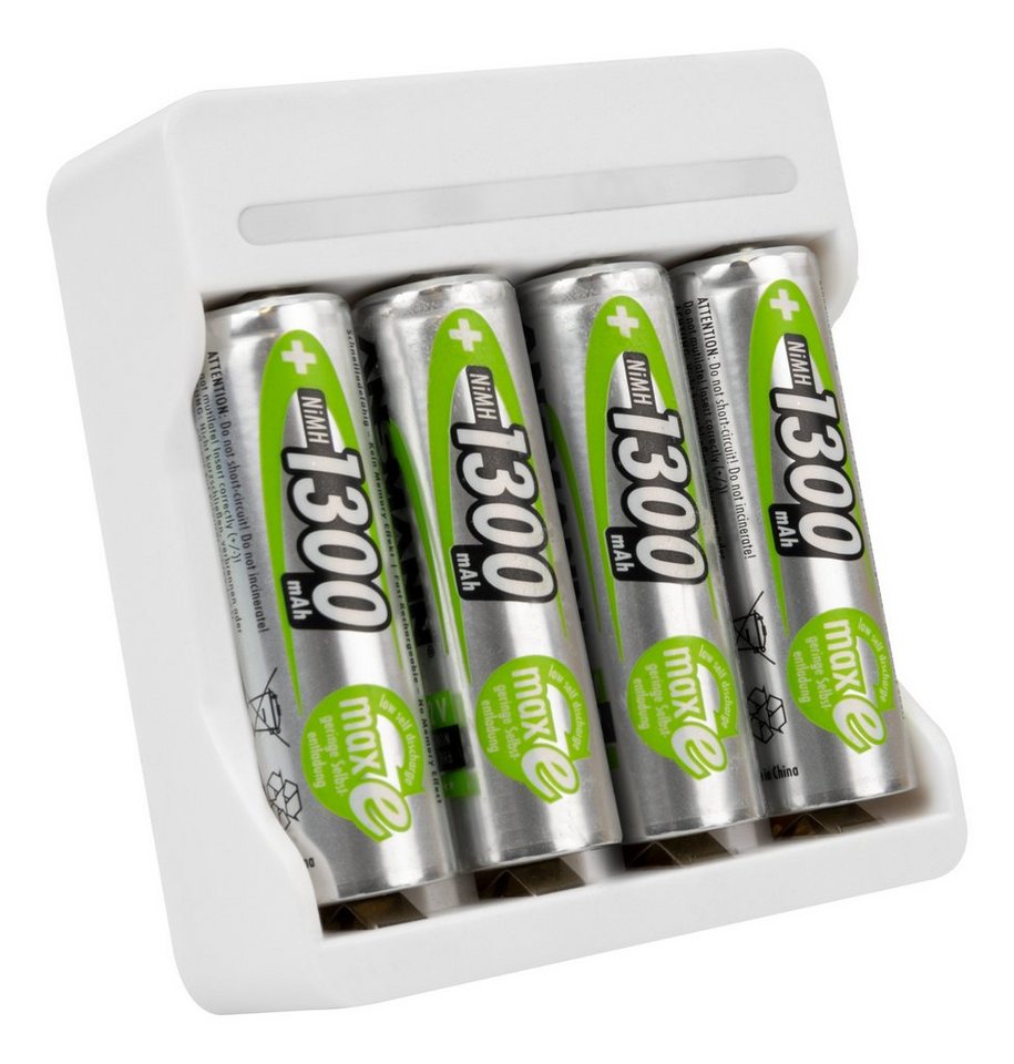 ANSMANN AG Akku Ladegerät, für 1-4 NiMH AA AAA, inkl. 4x AA 1300 mAh Akku Universal-Ladegerät von ANSMANN AG