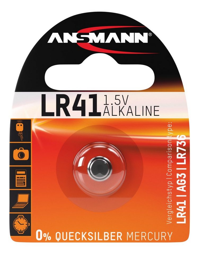 ANSMANN AG Alkaline Batterie LR41 (1,5V) AG3, LR736 für Taschenrechner, Klingel usw Knopfzelle von ANSMANN AG