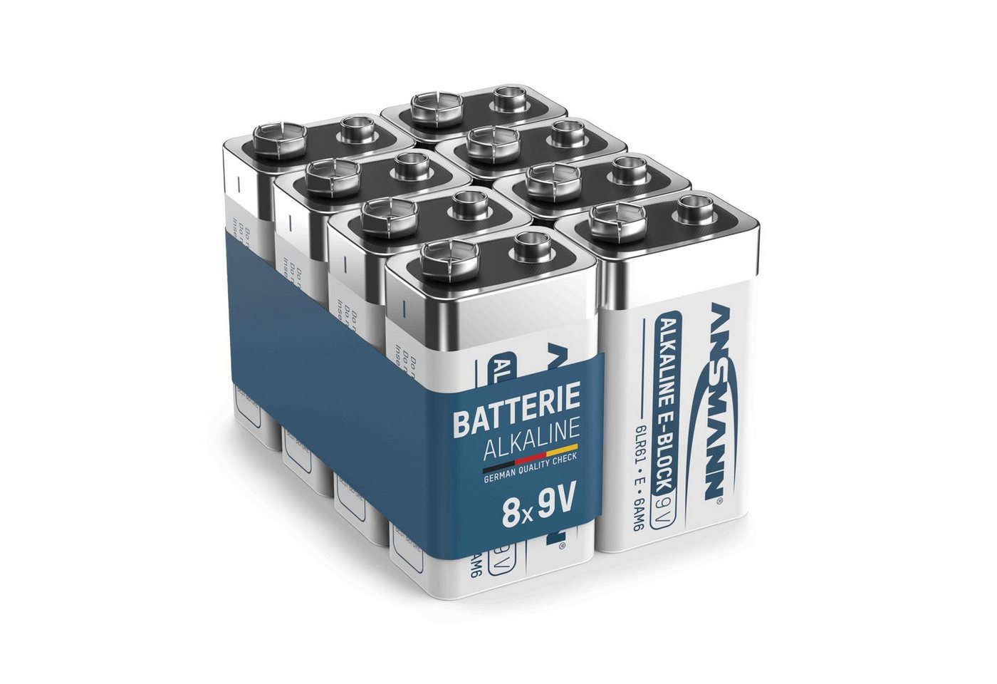 ANSMANN AG Alkaline longlife 9V Block Batterien (8 Stück) - ideal für Rauchmelder Batterie von ANSMANN AG