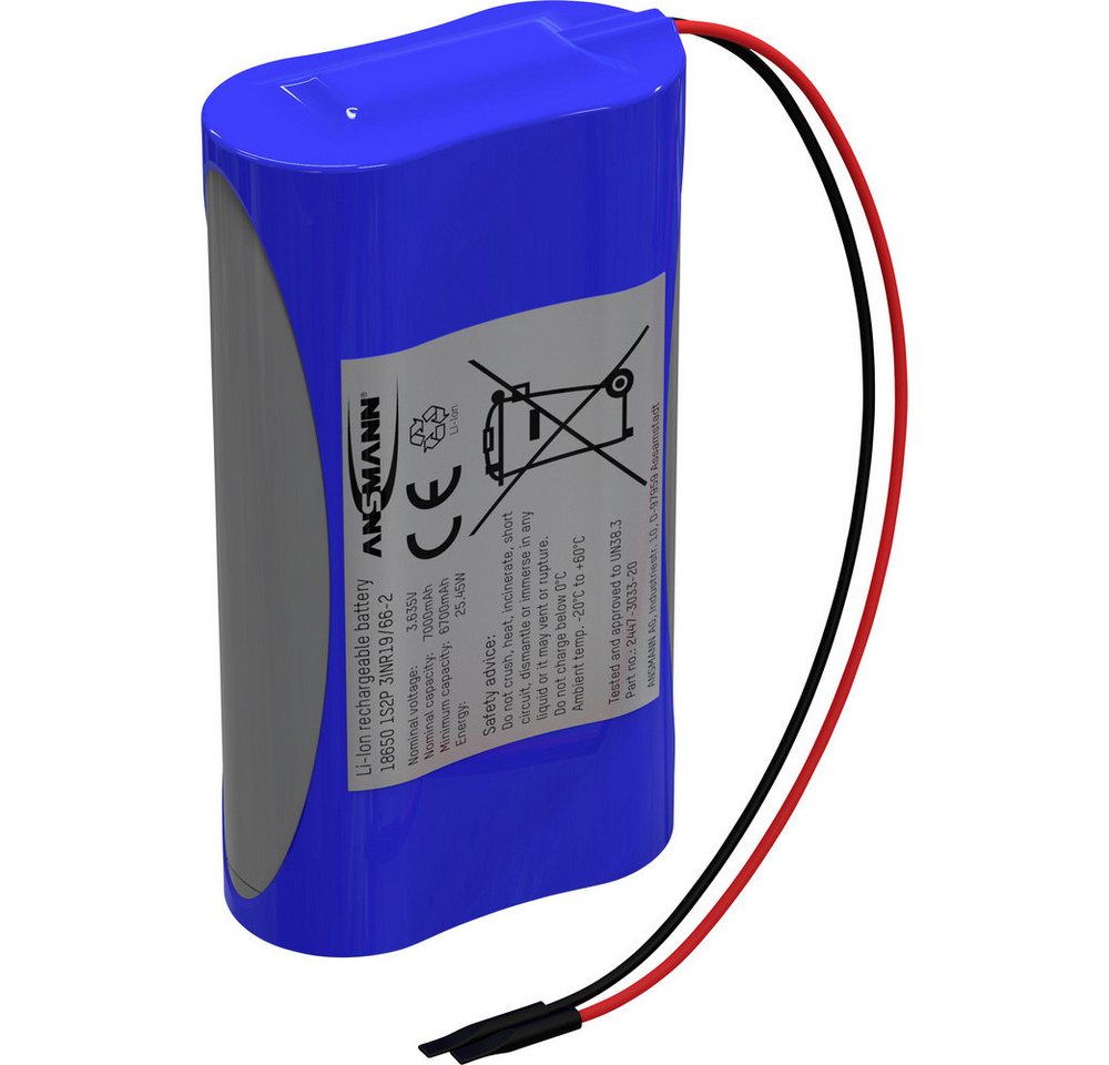 ANSMANN AG Ansmann 1S2P Akkupack 2x 18650 Kabel Li-Ion 3.6 V 7000 mAh Akkupacks 7000 mAh (3.60 V) von ANSMANN AG